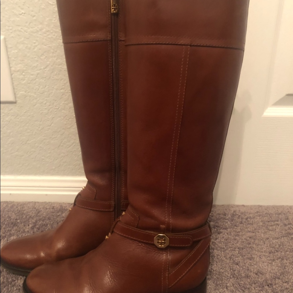Brown leather Tory Burch riding boots